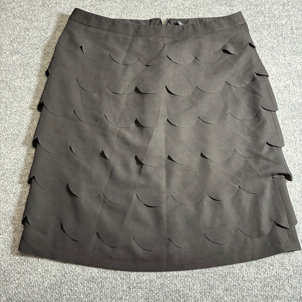 Zac & Rachel Black Tiered Mini Skirt Womens 10 Scalloped Petal Texture